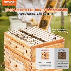 VEVOR BEE HIVE 20 FRAME BEE HIVES STARTER KIT, BEESWAX COATED CEDAR WOOD, 1 DEEP