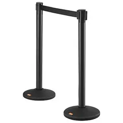 VEVOR CROWD CONTROL STANCHIONS, 2-PACK CROWD CONTROL BARRIERS WITH 6.5FT BLACK