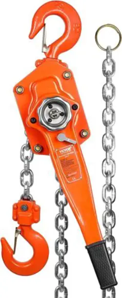 VEVOR MANUAL LEVER CHAIN HOIST, 3 TON 6600 LBS CAPACITY 20 3 20FT, ORANGE