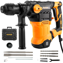 VEVOR 1-1/4INCH SDS-PLUS ROTARY HAMMER DRILL, 13 AMP CORDED DRILLS, HEAVY DUTY
