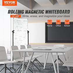 VEVOR ROLLING MAGNETIC WHITEBOARD, DOUBLE-SIDED MOBILE WHITEBOARD 24X48 INCHES,