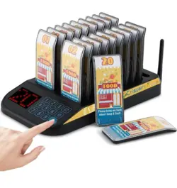 RESTAURANT WIRELESS GUEST PAGING SYSTEM 20 BEEPERS QUEUING CALLING PAGER