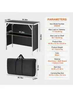 VEVOR VEVOR FOLDING PORTABLE BAR TABLE, TRADESHOW PODIUM TABLE FOR INDOOR