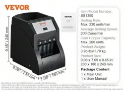 NEW! VEVOR USD COIN SORTER, COIN SORTER MACHINE FOR USD COIN