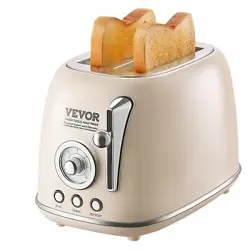 VEVOR BRUSHED STAINLESS STEEL TOASTER, 2 SLICE, 825W 1.5'' EXTRA WIDE SLOTS TOAS