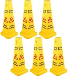 VEVOR 6 PACK FLOOR SAFETY CONE 26-INCH WET FLOOR SIGN YELLOW CAUTION WET FLOOR S