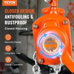 VEVOR MANUAL LEVER CHAIN HOIST, 1/2 TON 1100 LBS CAPACITY 5 FT COME ALONG, G80 G