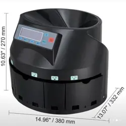 SUPER FAST! USD COIN COUNTER & SORTER 230/300 COINS/MIN LCD DISPLAY VEVOR