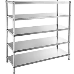 KITCHEN SHELVES SHELF RACK STAINLESS STEEL SHELVING AND ORGANIZER UNITS 5 TIER