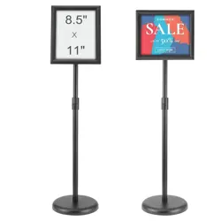 PEDESTAL SIGN HOLDER ADJUSTABLE POSTER STAND 8.5 X 11 INCH ROUND BASE