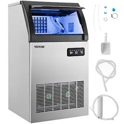 VEVOR 155LB/24H COMMERCIAL ICE MAKER W/BUILT-IN BLUE LIGHT ICE CUBE MACHINE 530W