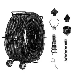 VEVOR SECTIONAL DRAIN CLEANING CABLE 60 FTX1-1/5IN & 6 CUTTERS FOR 2