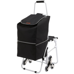 VEVOR STAIR CLIMBING CART 50L - FOLDABLE SHOPPING CART WITH WATERPROOF BAG AND S