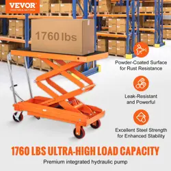 VEVOR HYDRAULIC LIFT TABLE CART 1760 LBS MANUAL DOUBLE SCISSOR LIFT TABLE 59