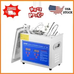 ULTRASONIC CLEANER WITH DIGITAL TIMER & HEATER, JEWELRY CLEANER 3L