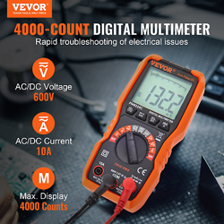 VEVOR DIGITAL MULTIMETER, 4000 COUNTS, TESTER DC AC VOLTMETER NCV, OHM VOLT AMP
