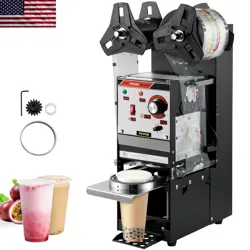 CUP SEALING MACHINE BLACK SEMI-AUTOMATIC 300-500 CUPS/HOUR ACCURATE TEMPERATURE