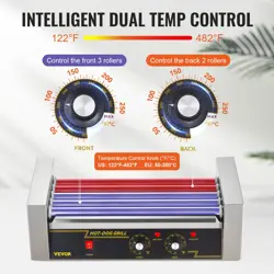 VEVOR HOT DOG ROLLER 5 ROLLERS 12 HOT DOGS CAPACITY, 750W STAINLESS SAUSAGE GRIL