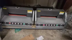 PAIR VEVOR ELECTRIC PAPER CUTTER WITH ROLLING STAND BUSINESS CARDS