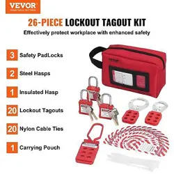 VEVOR ELECTRICAL LOCKOUT TAGOUT KIT, 26 PCS SAFETY LOTO KIT INCLUDES PADLOCKS, H