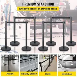 VEVOR 8 PCS CROWD CONTROL BARRIER STANCHION POSTS QUEUE POLE RETRACTABLE BELT