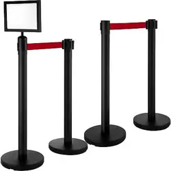 VEVOR STANCHION POST BARRIERS 4-SET LINE DIVIDERS, STAINLESS STEEL STANCHIONS WI