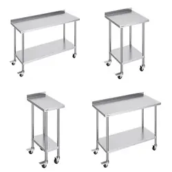 VEVOR STAINLESS STEEL WORK TABLE COMMERCIAL FOOD PREP 24X24/15/30/36/48/60 IN