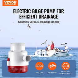 VEVOR BILGE PUMP, 3000GPH 12V AUTOMATIC SUBMERSIBLE BOAT BILGE WATER PUMP WITH F