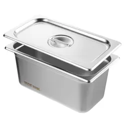 VEVOR 8 PACK HOTEL PANS, 1/3 SIZE ANTI-JAM STEAM PAN WITH LID, 0.8MM THICK STAIN