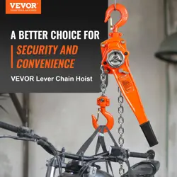 VEVOR MANUAL LEVER CHAIN HOIST, 1-1/2 TON 3300 LBS CAPACITY 20 FT COME ALONG, G8