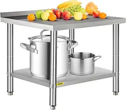 VEVOR STAINLESS STEEL PREP TABLE, 36 X 24 X 35 INCH, 440LBS 24*36 IN, SILVER