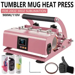 MUG HEAT PRESS TUMBLER HEAT PRESS MACHINE SUBLIMATION PRINTING 20-30OZ CUP PINK