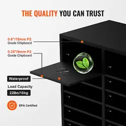 VEVOR WOOD LITERATURE ORGANIZER ADJUSTABLE FILE SORTER 36 COMPARTMENTS BLACK