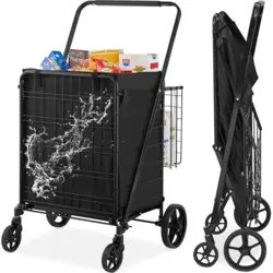 VEVOR FOLDING SHOPPING CART WITH REMOVABLE WATERPROOF LINER,