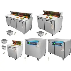 VEVOR 1/2/3 DOORS COMMERCIAL SANDWICH SALAD PREP TABLE UNDERCOUNTER REFRIGERATOR