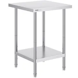 VEVOR STAINLESS STEEL WORK PREP TABLE COMMERCIAL WORKTABLE FOOD PREP 24X24X34IN