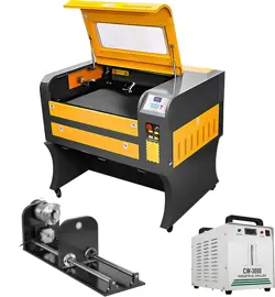 VEVOR CO2 LASER ENGRAVING 60W CUTTING MACHINE 40X60CM/ ROTARY AXIS WATER CHILLER