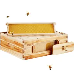 VEVOR BEE HIVE MEDIUM BOX STARTER KIT, 100% BEESWAX COATED NATURAL CEDAR WOOD