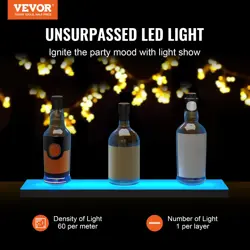 VEVOR LED LIGHTED LIQUOR BOTTLE DISPLAY BAR SHELF RF & APP CONTROL 24