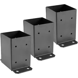 4 X 4 POST BASE, POST ANCHOR 3PCS BLACK POWDER-COATED BRACKET FOR DECK SUPPORTS~