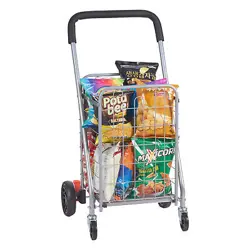 VEVOR 66 LBS FOLDING SHOPPING CART UTILITY TROLLEY LAUNDRY GROCERY BASKET CART