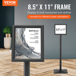 VEVOR PEDESTAL SIGN HOLDER, 8.5 X 11 INCH VERTICAL AND HORIZONTAL ADJUSTABLE POS