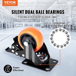 VEVOR CASTER WHEELS, 3-INCH SWIVEL PLATE CASTERS, SET OF 4 - HEAVY DUTY, NO NOIS