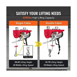 VEVOR 2200LBS ELECTRIC HOIST WITH WIRELESS REMOTE CONTROL,110V ELECTRIC HOIST...