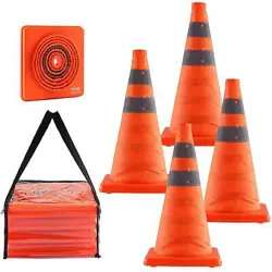 VEVOR SAFETY CONES, 4 PACK 18 INCH COLLAPSIBLE TRAFFIC CONES, CONSTRUCTION CONES