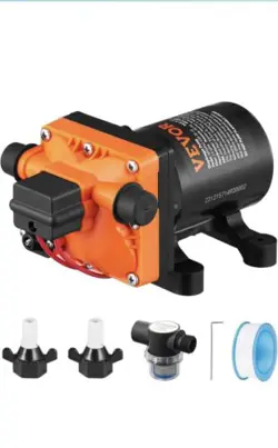 VEVOR WATER DIAPHRAGM PUMP 12V DC 5.5 GPM FLOW 70 PSI RATED PRESSURE (40-100