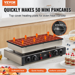 VEVOR 50PCS 43MM MINI DUTCH PANCAKE MAKER COMMERCIAL DORAYAKI BAKER 1700W