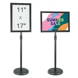 VEVOR PEDESTAL SIGN HOLDER ADJUSTABLE POSTER STAND 11 X 17 INCH ROUND BASE