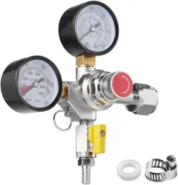 CO2 DRAFT BEER REGULATOR DOUBLE GAUGE CHECK VALVE ADJUSTABLE PRESSURE CGA320