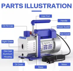 4 CFM 1/3HP AIR VACUUM PUMP HVAC MANIFOLD GAUGE SET AC A/C REFRIGERATION KIT US